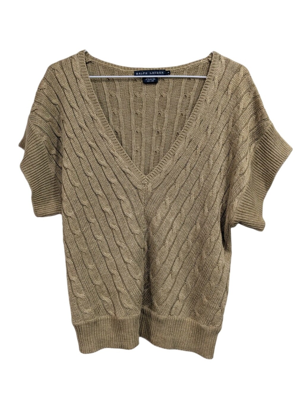 Vintage Ralph‎ Lauren cable-knit V-neck short-sleeve sweater vest Medium